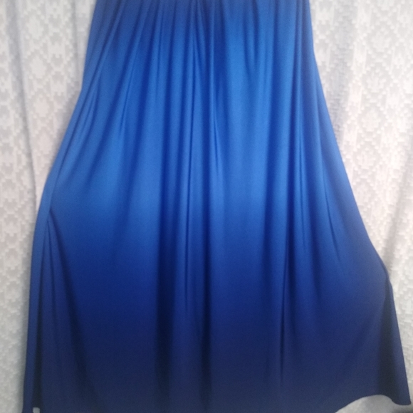 Cache Royal Blue Ombre One Shoulder Prom Dress with Beautiful Bead Detailing. - Picture 6 of 8